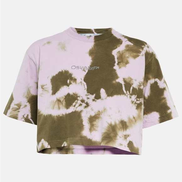 Off-White “BLING” Tie Dye Women’s Cropped Top / T-Shirt 👾 Size Small - Picture 1 of 9